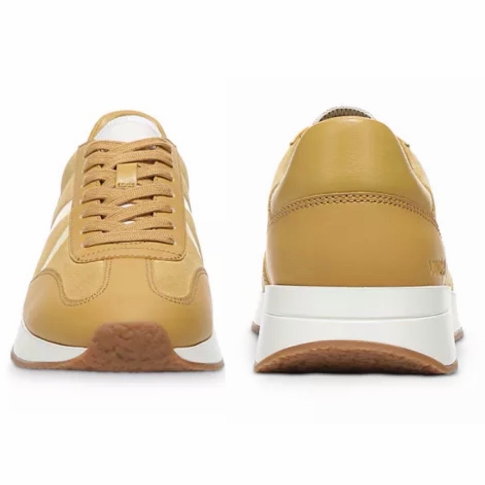 VINCE • Mustard Yellow Ohara Leather/Suede Lace-Up Oxford Sneakers, 10 - Picture 4 of 16